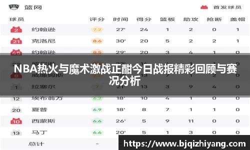 必一运动NBA热火与魔术激战正酣今日战报精彩回顾与赛况分析